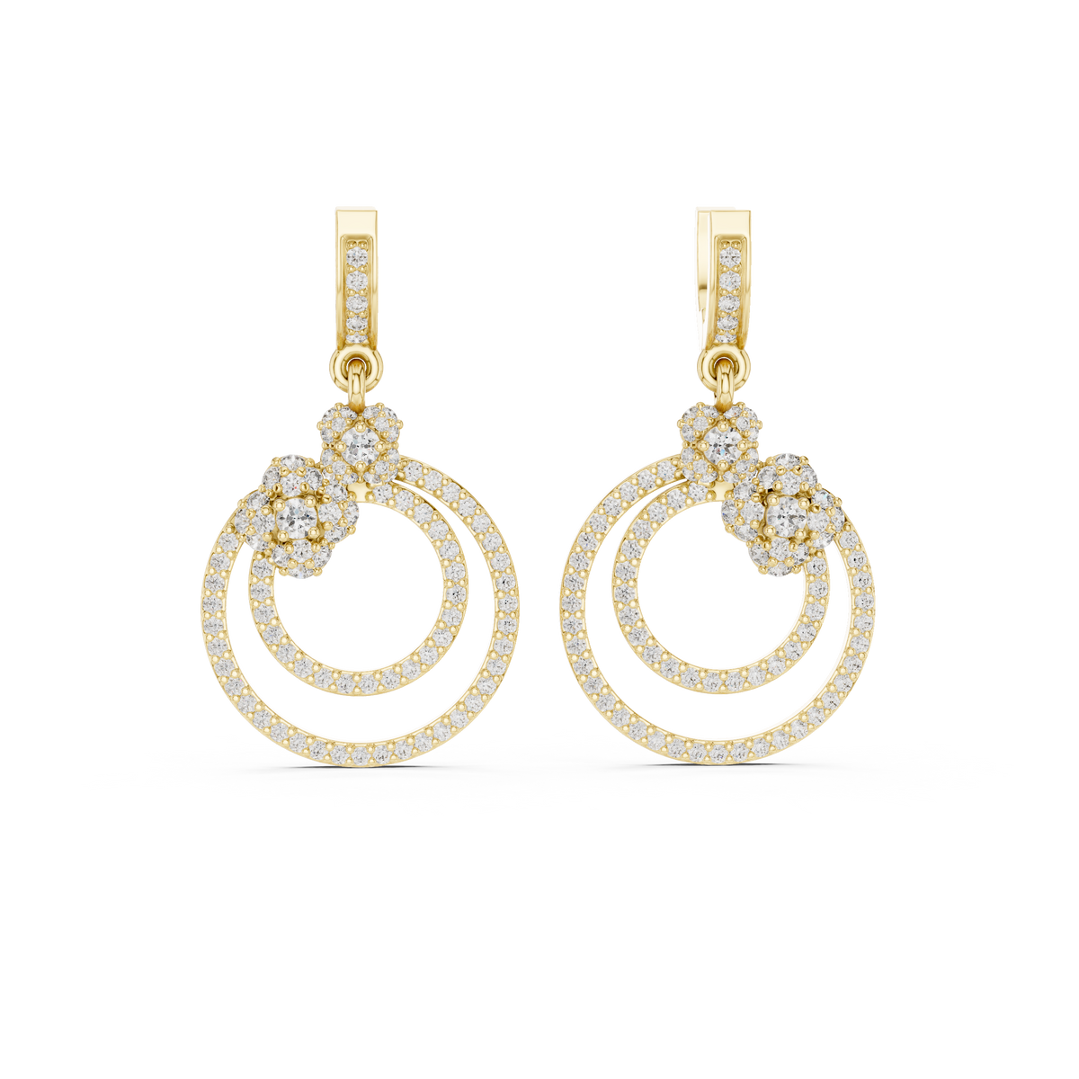Elowira Double Circle Lab Grown Diamond Drop Earrings