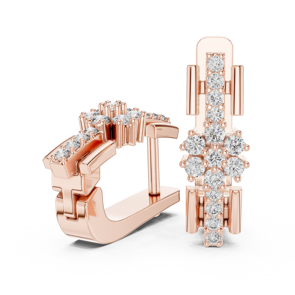 Aurevella Floral Cluster Lab Grown Diamond Drop Earrings
