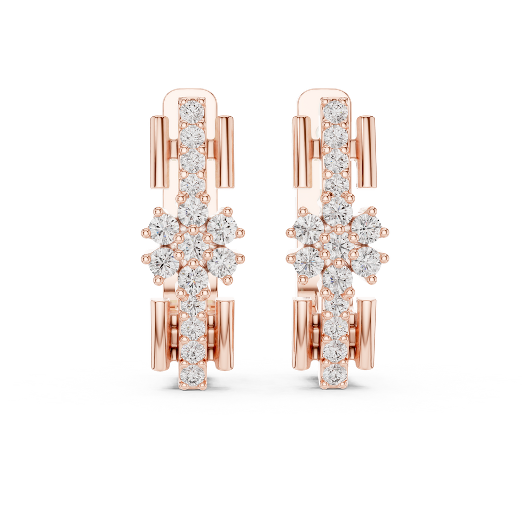 Aurevella Floral Cluster Lab Grown Diamond Drop Earrings