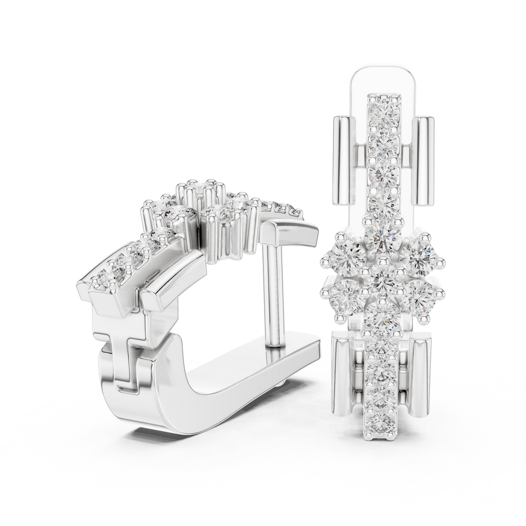 Aurevella Floral Cluster Lab Grown Diamond Drop Earrings