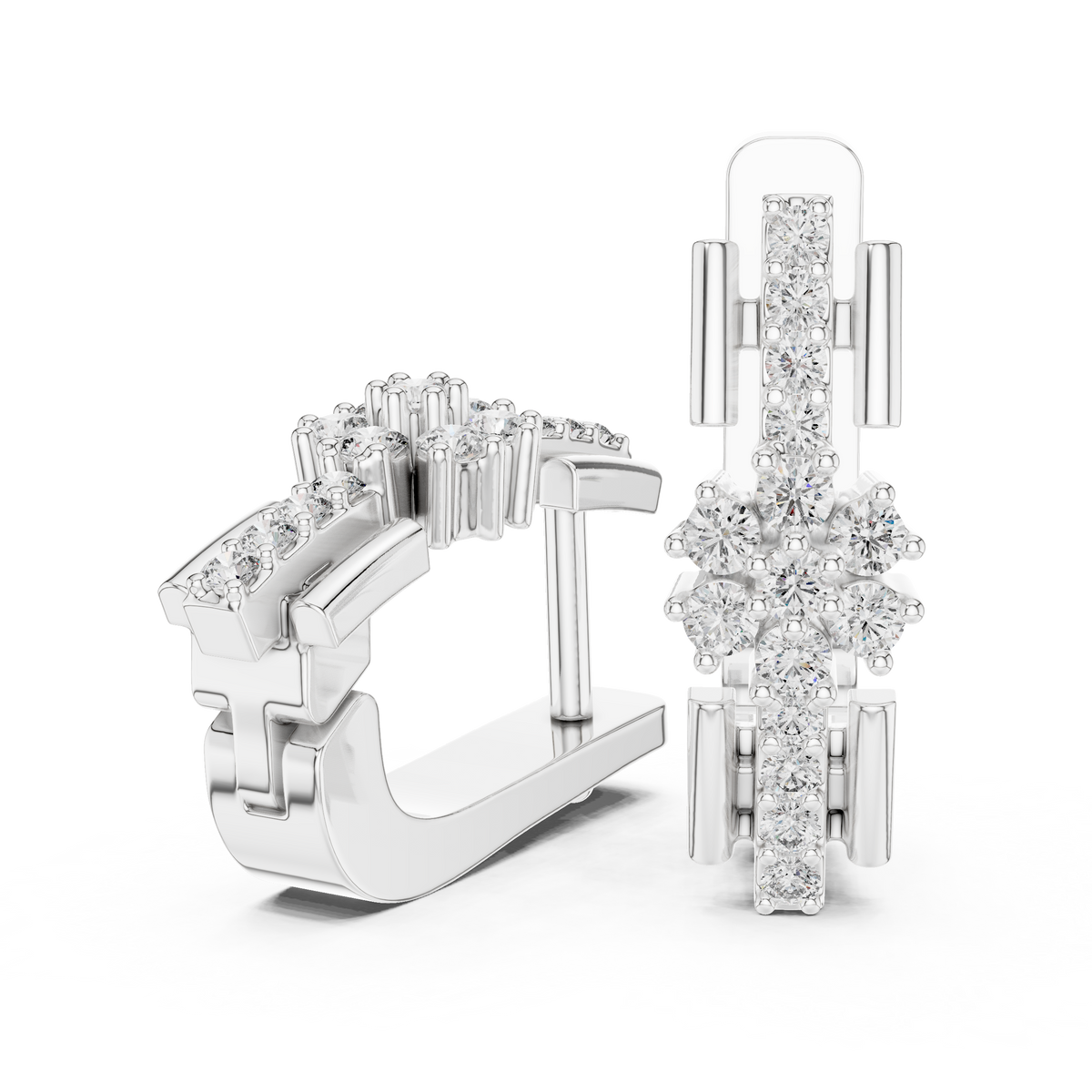 Aurevella Floral Cluster Lab Grown Diamond Drop Earrings