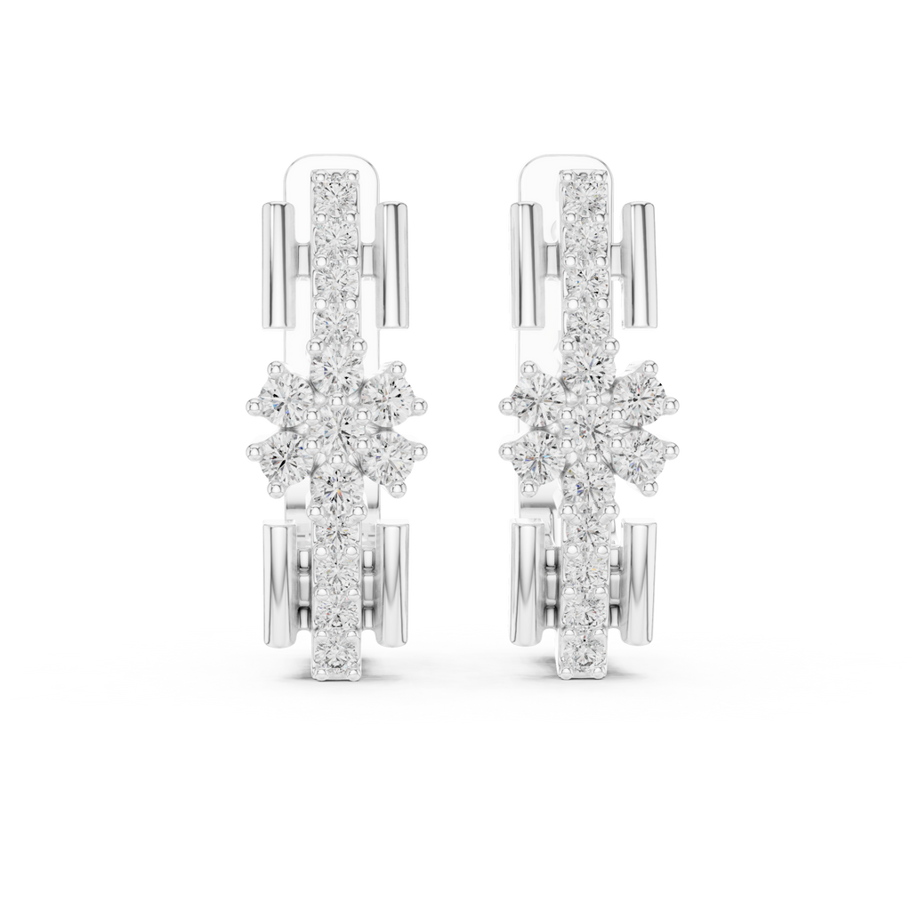 Aurevella Floral Cluster Lab Grown Diamond Drop Earrings