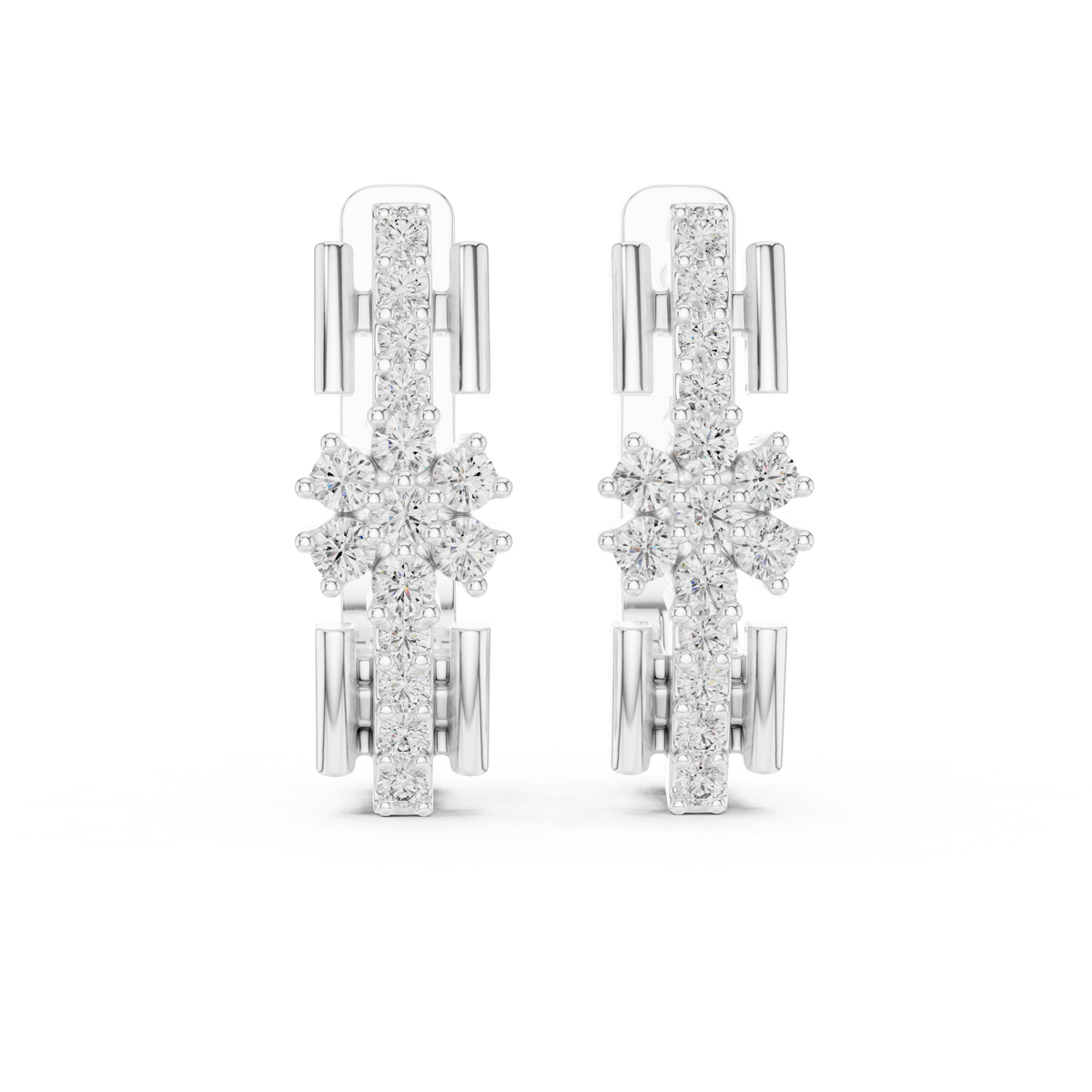 Aurevella Floral Cluster Lab Grown Diamond Drop Earrings