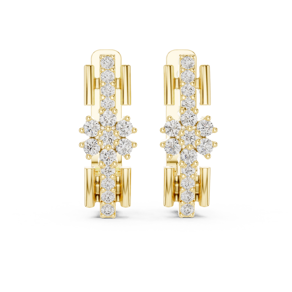 Aurevella Floral Cluster Lab Grown Diamond Drop Earrings