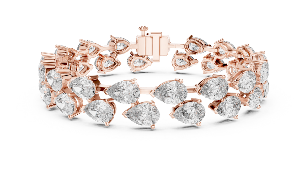 Luxuriöses Diamant-Tennisarmband mit Birnenschliff