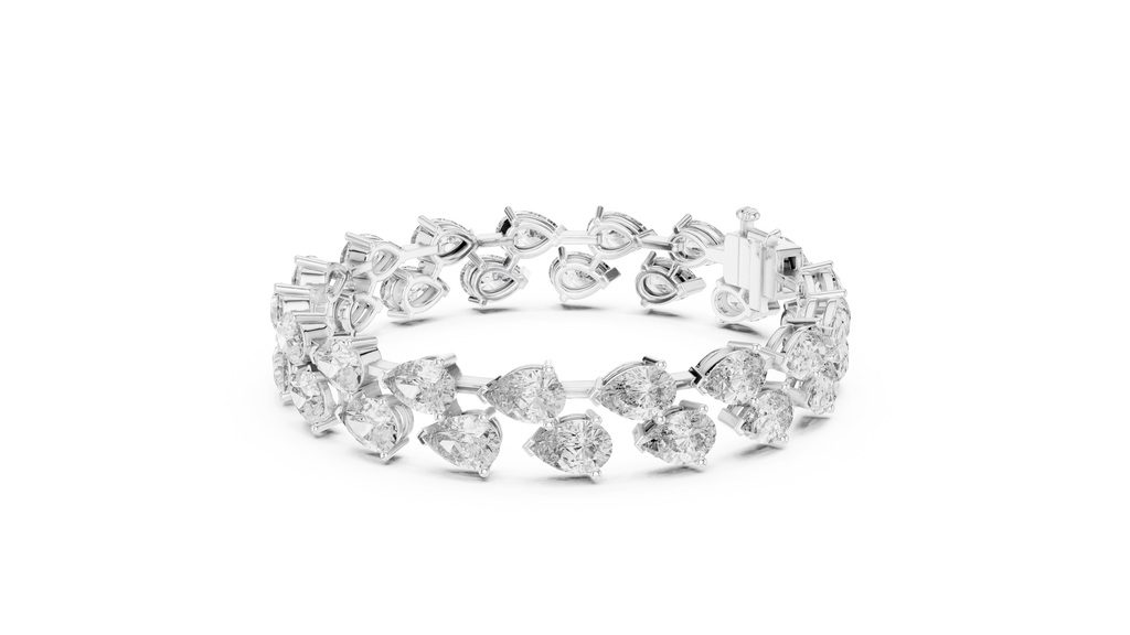 Luxuriöses Diamant-Tennisarmband mit Birnenschliff
