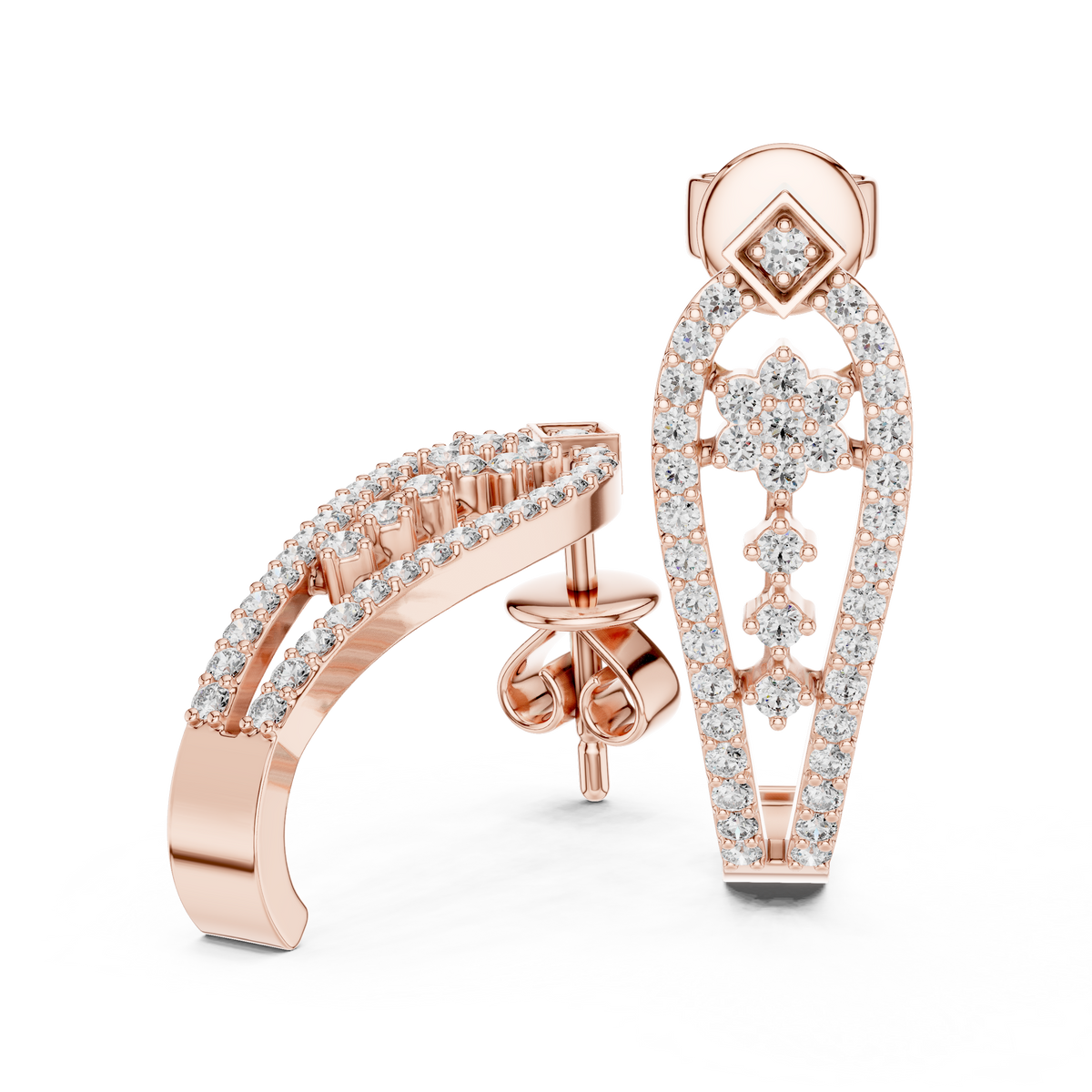 Seraphina Golden Geometric Teardrop Lab Grown Diamond Drop Earrings