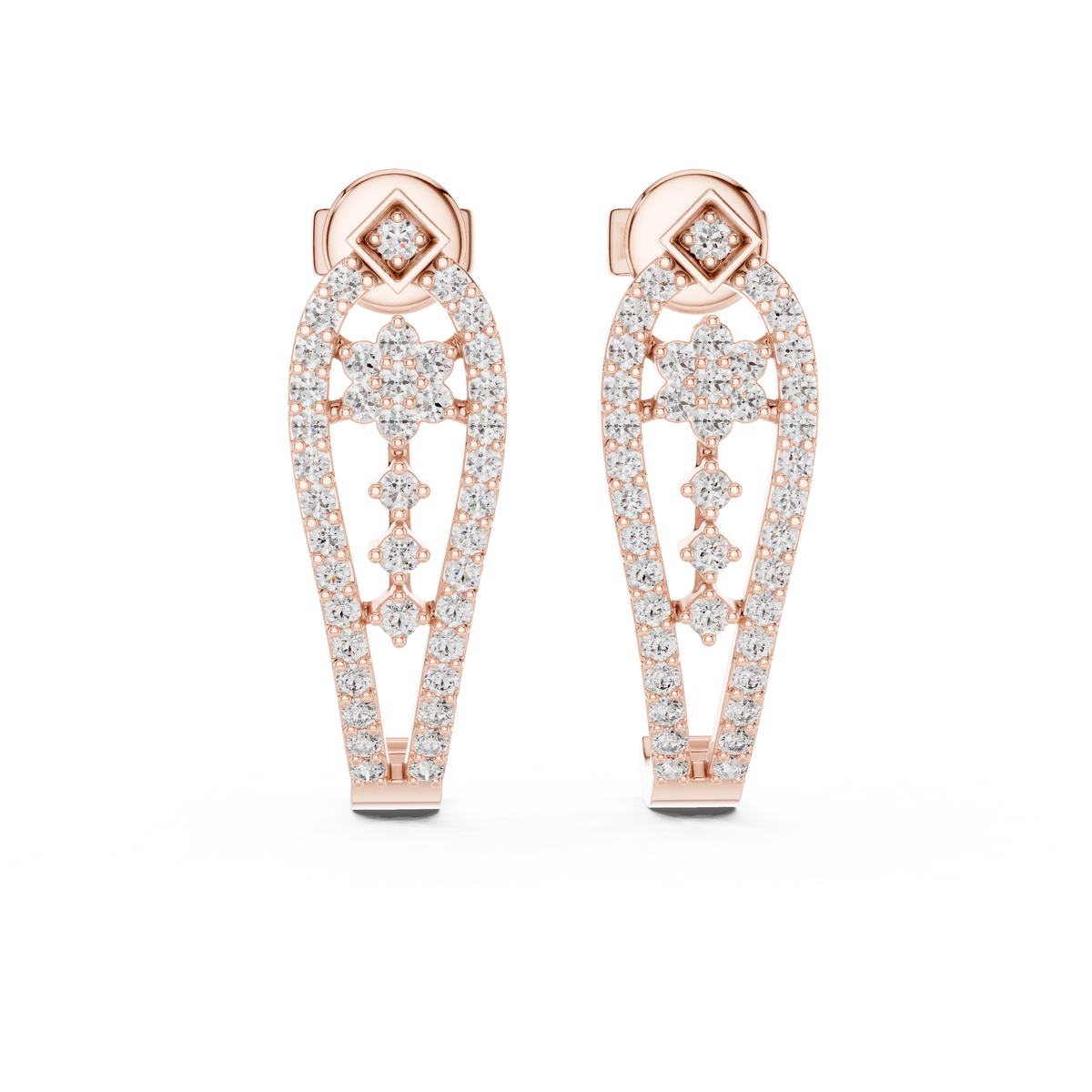 Seraphina Golden Geometric Teardrop Lab Grown Diamond Drop Earrings