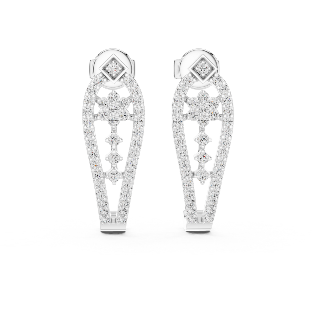 Seraphina Golden Geometric Teardrop Lab Grown Diamond Drop Earrings