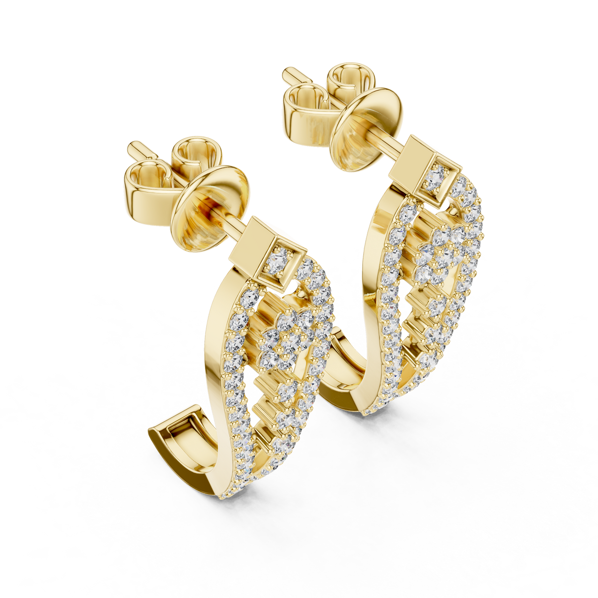 Seraphina Golden Geometric Teardrop Lab Grown Diamond Drop Earrings