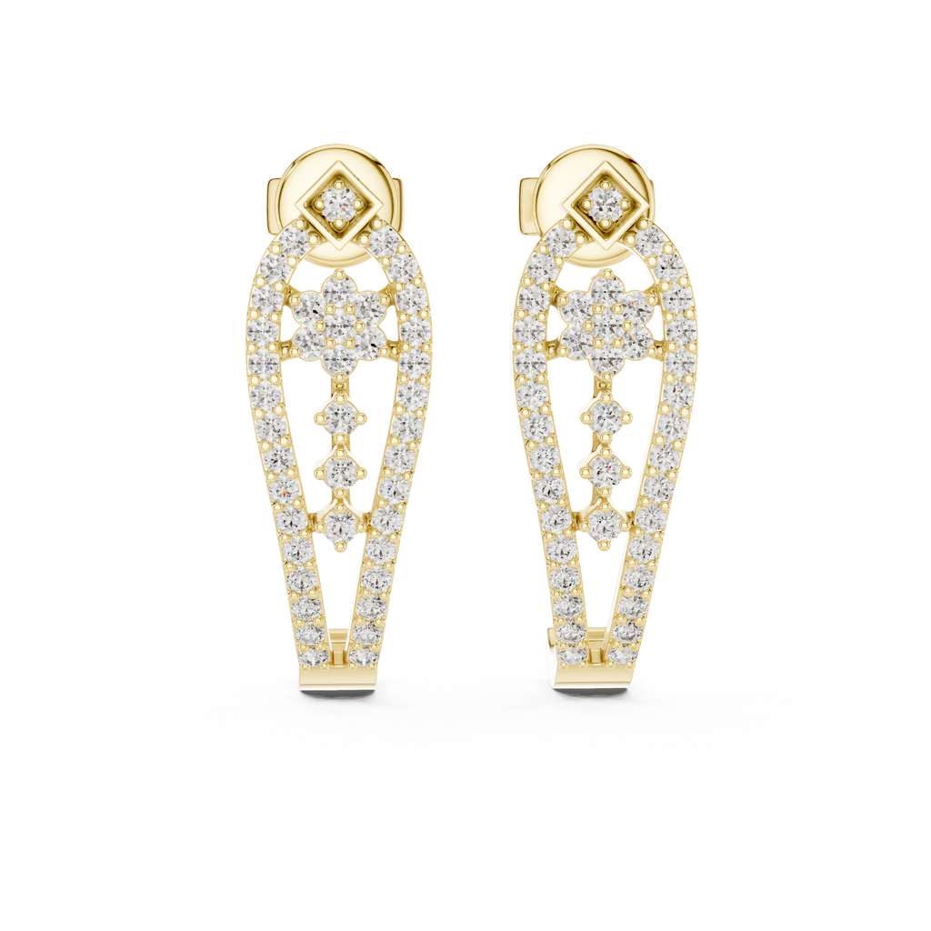 Seraphina Golden Geometric Teardrop Lab Grown Diamond Drop Earrings