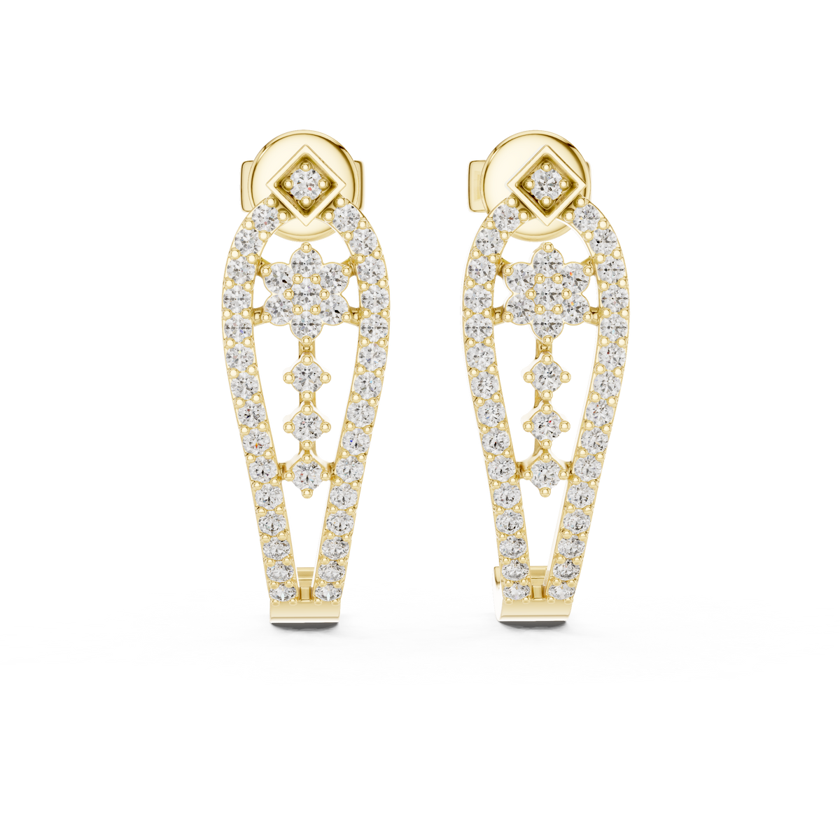 Seraphina Golden Geometric Teardrop Lab Grown Diamond Drop Earrings