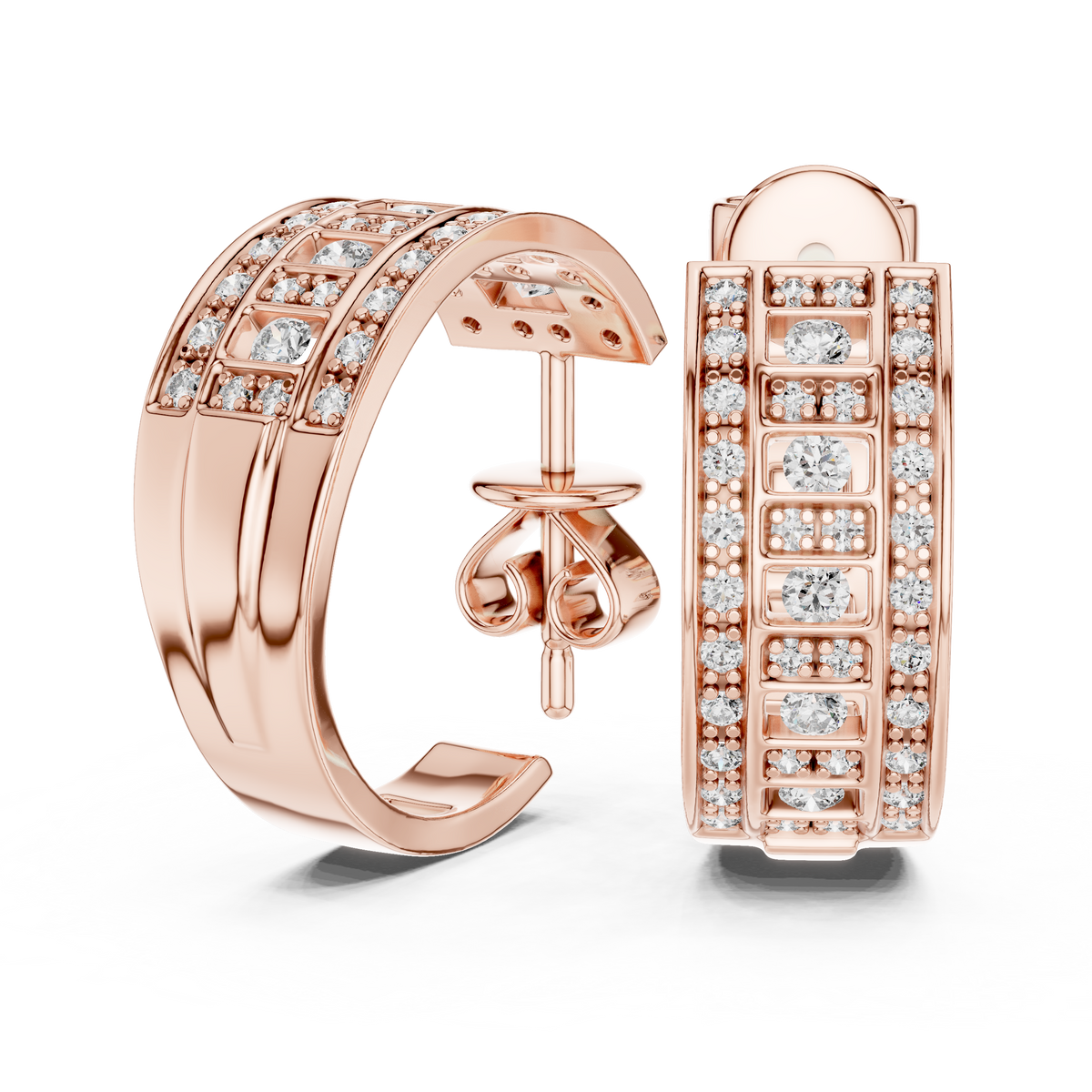 Valleria Geometric Pavé Lab Grown Diamond Hoop Earrings