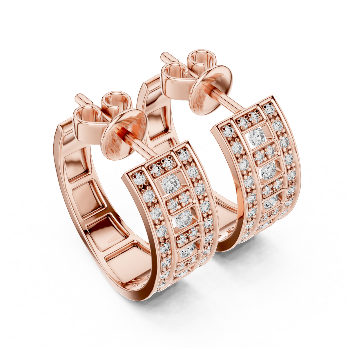 Valleria Geometric Pavé Lab Grown Diamond Hoop Earrings
