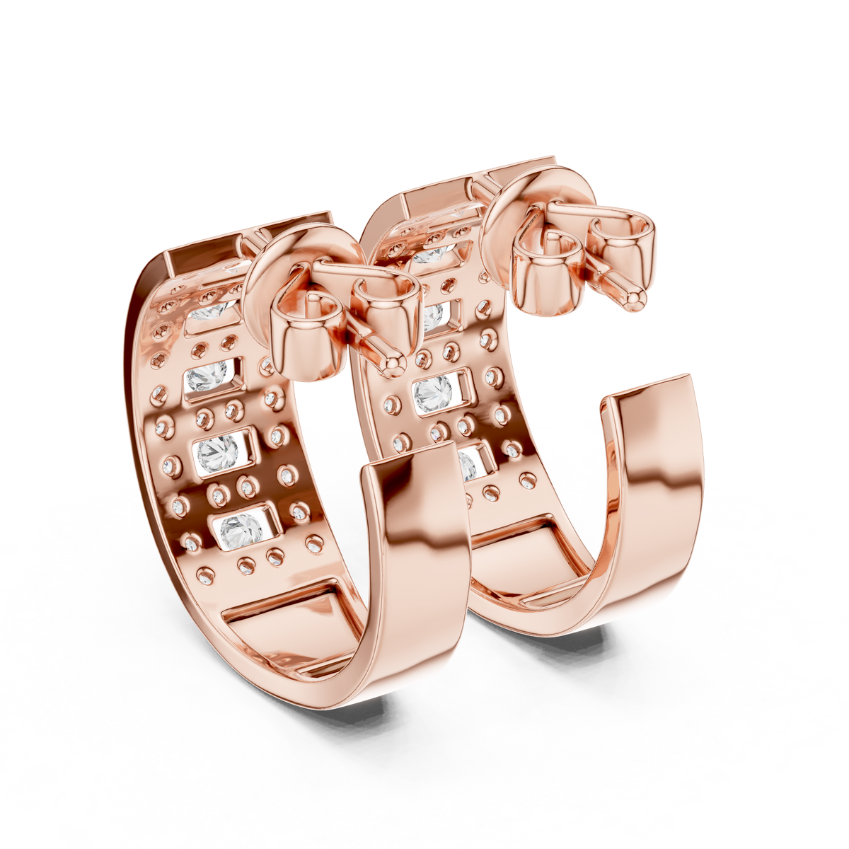Valleria Geometric Pavé Lab Grown Diamond Hoop Earrings