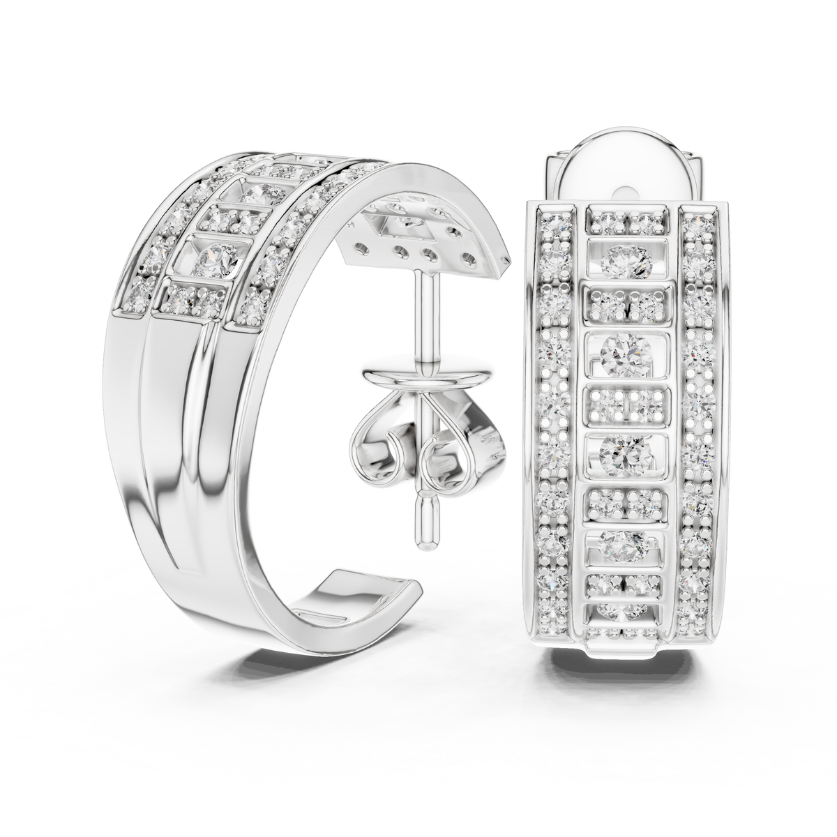 Valleria Geometric Pavé Lab Grown Diamond Hoop Earrings