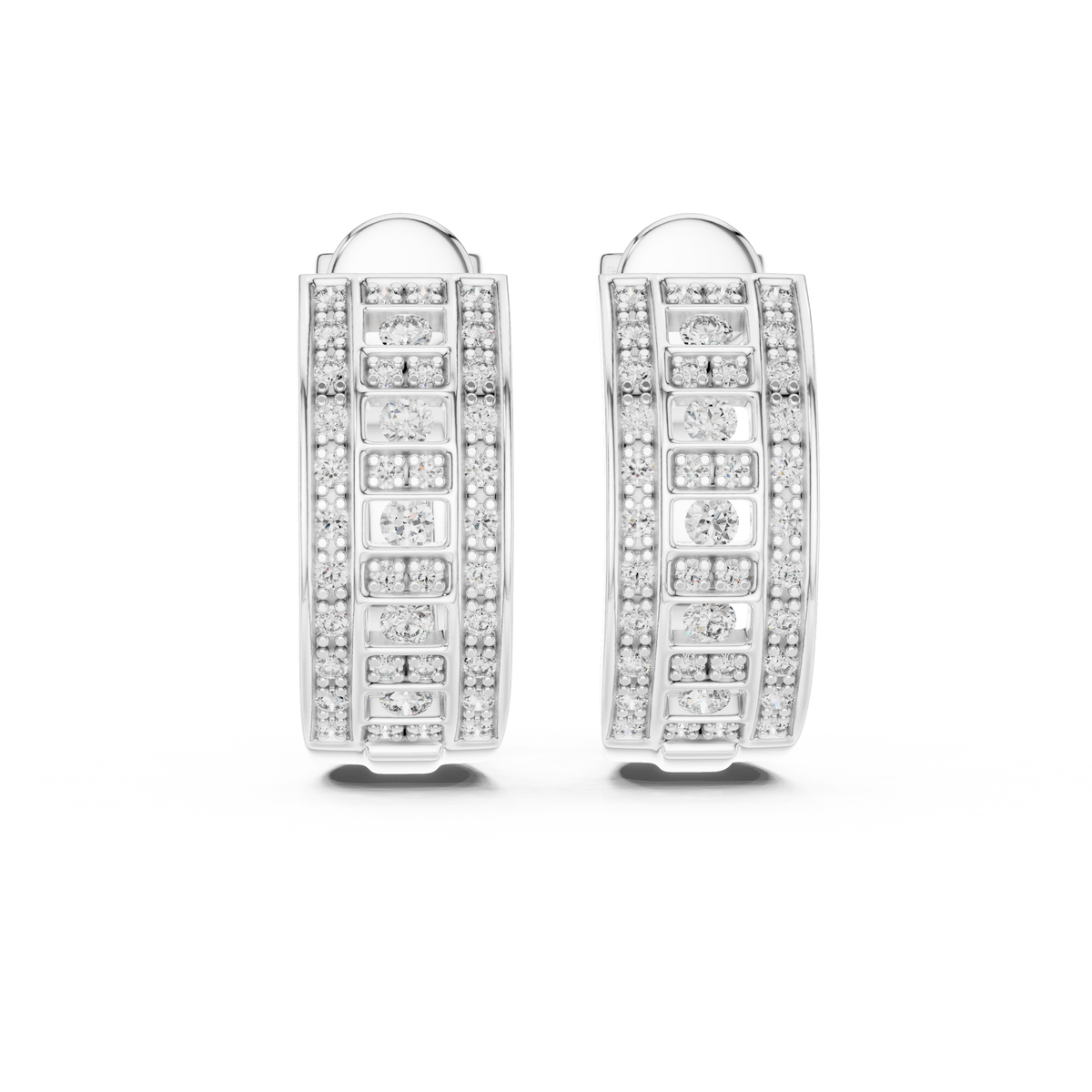 Valleria Geometric Pavé Lab Grown Diamond Hoop Earrings