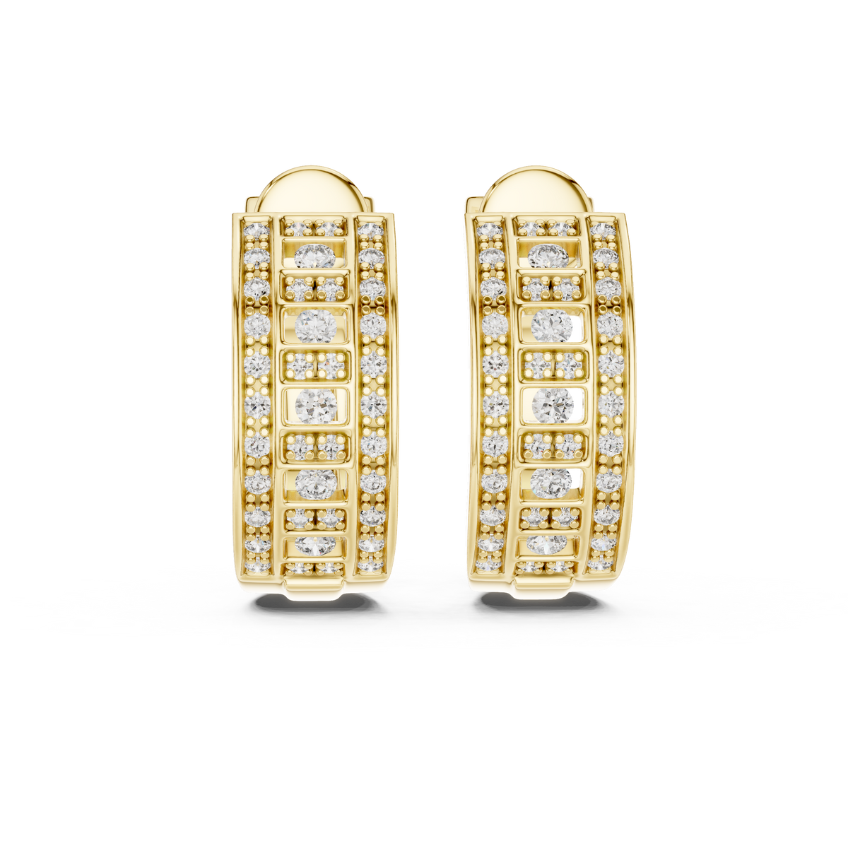 Valleria Geometric Pavé Lab Grown Diamond Hoop Earrings