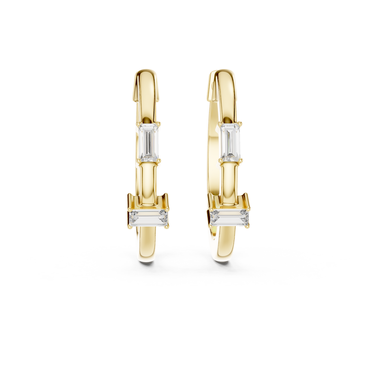 Valerisse Baguette Cascade Lab Grown Diamond Hoop Earrings