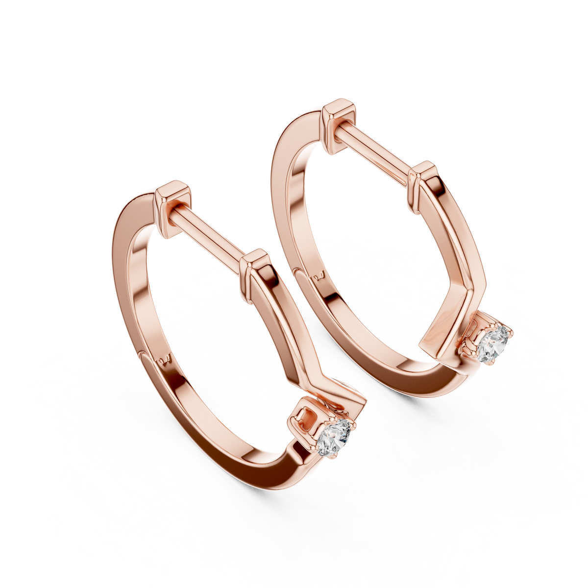 Zarellia Chevron Solitaire Lab Grown Diamond Earrings