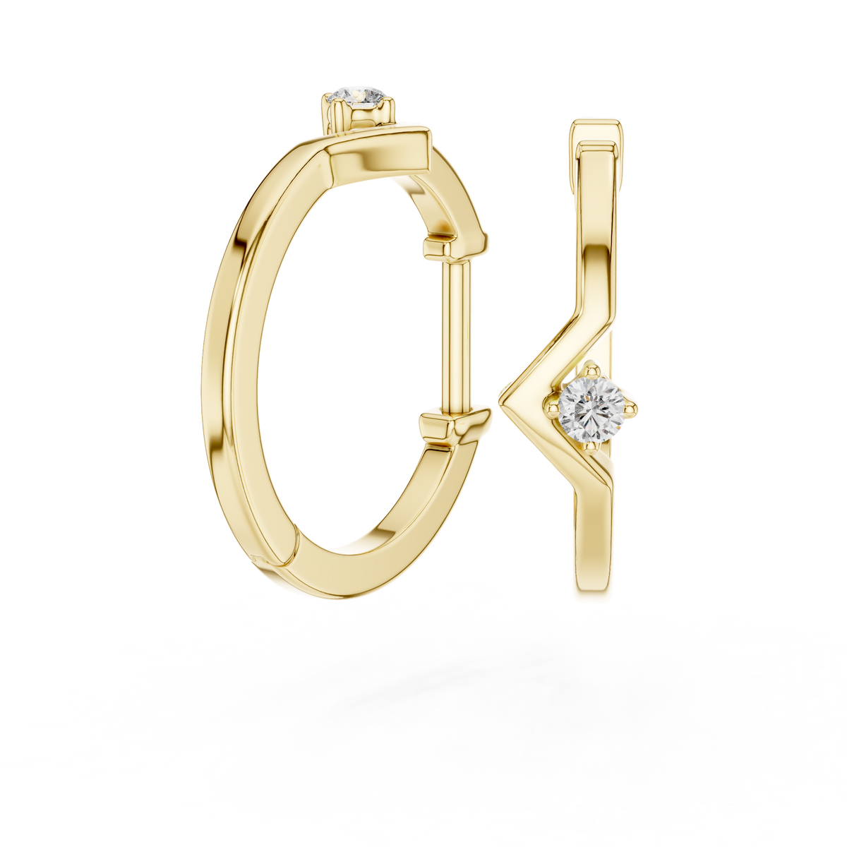 Zarellia Chevron Solitaire Lab Grown Diamond Earrings