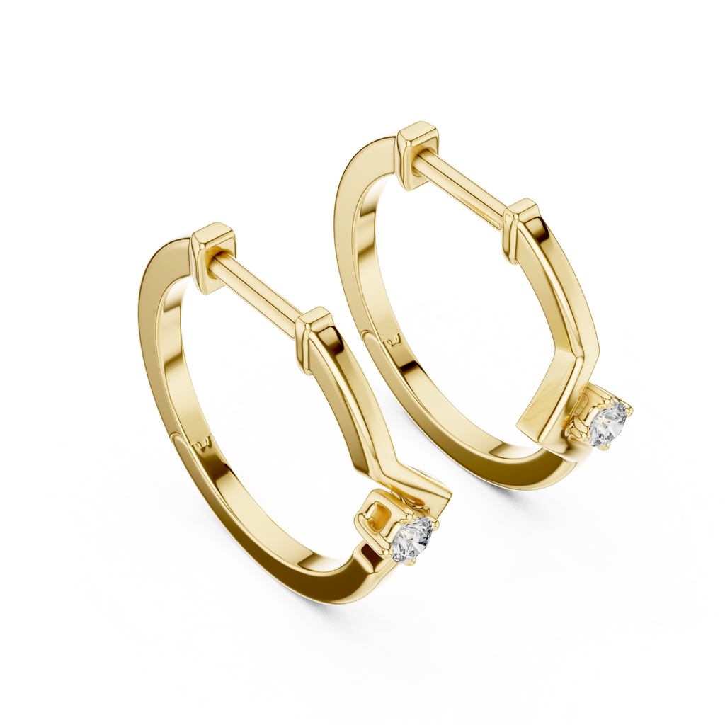 Zarellia Chevron Solitaire Lab Grown Diamond Earrings
