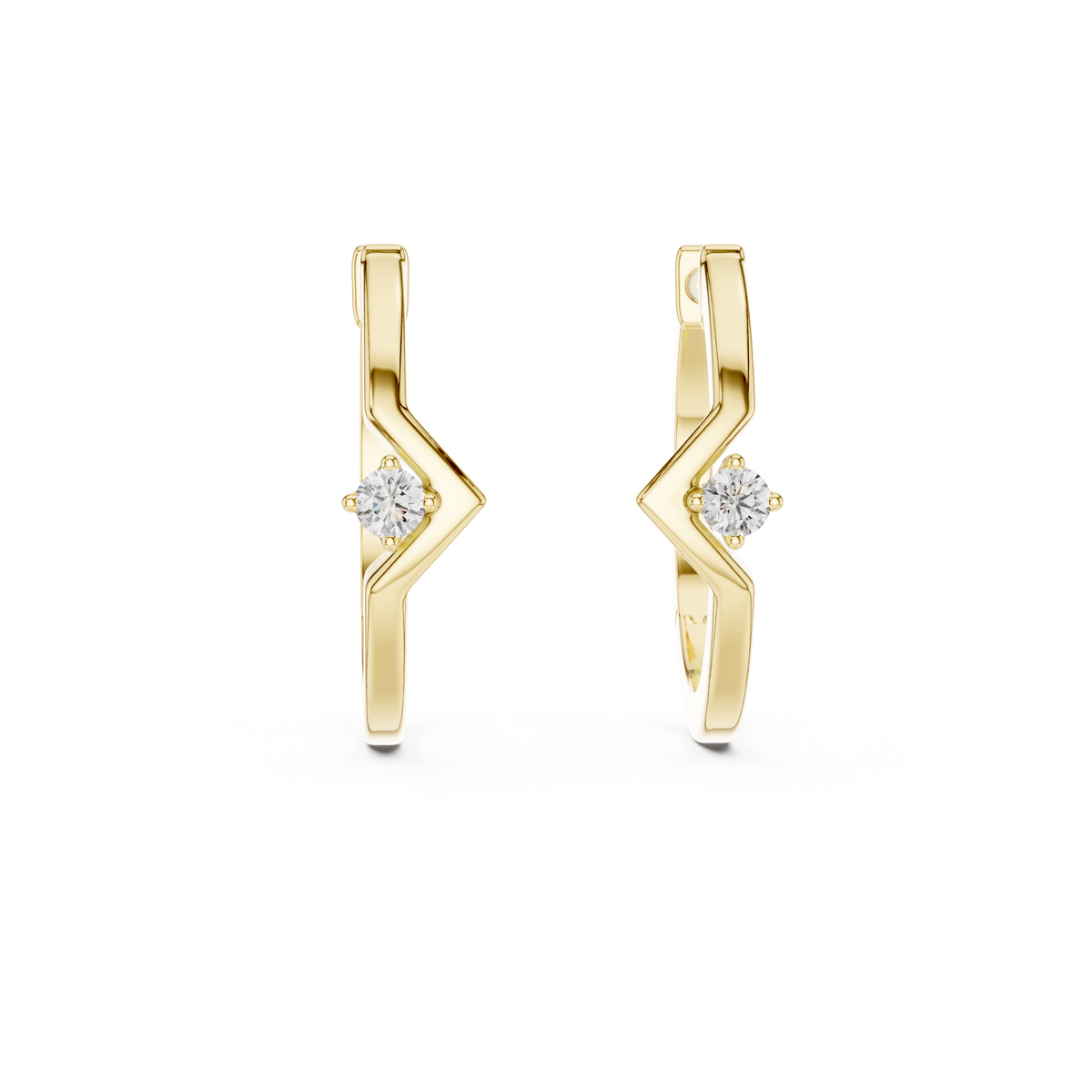 Zarellia Chevron Solitaire Lab Grown Diamond Earrings