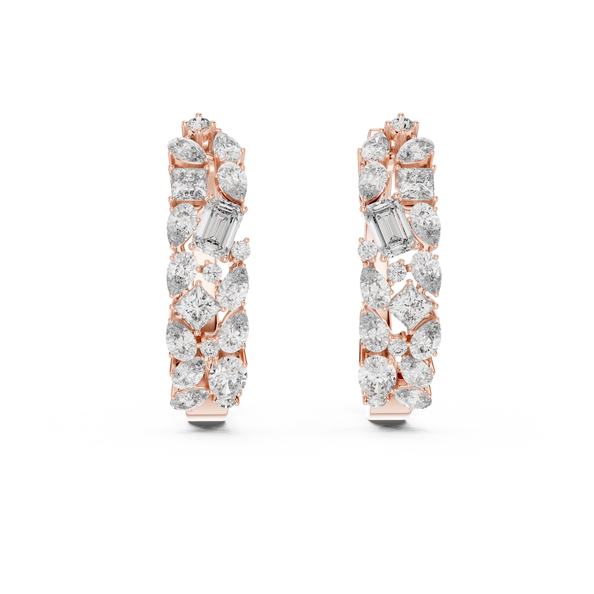 Avelisse Sculpted Floral Lab Grown Diamond Hoop Earrings