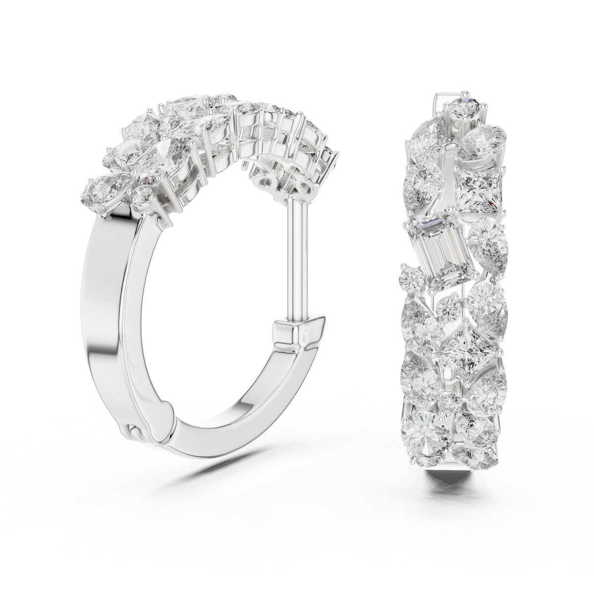 Avelisse Sculpted Floral Lab Grown Diamond Hoop Earrings
