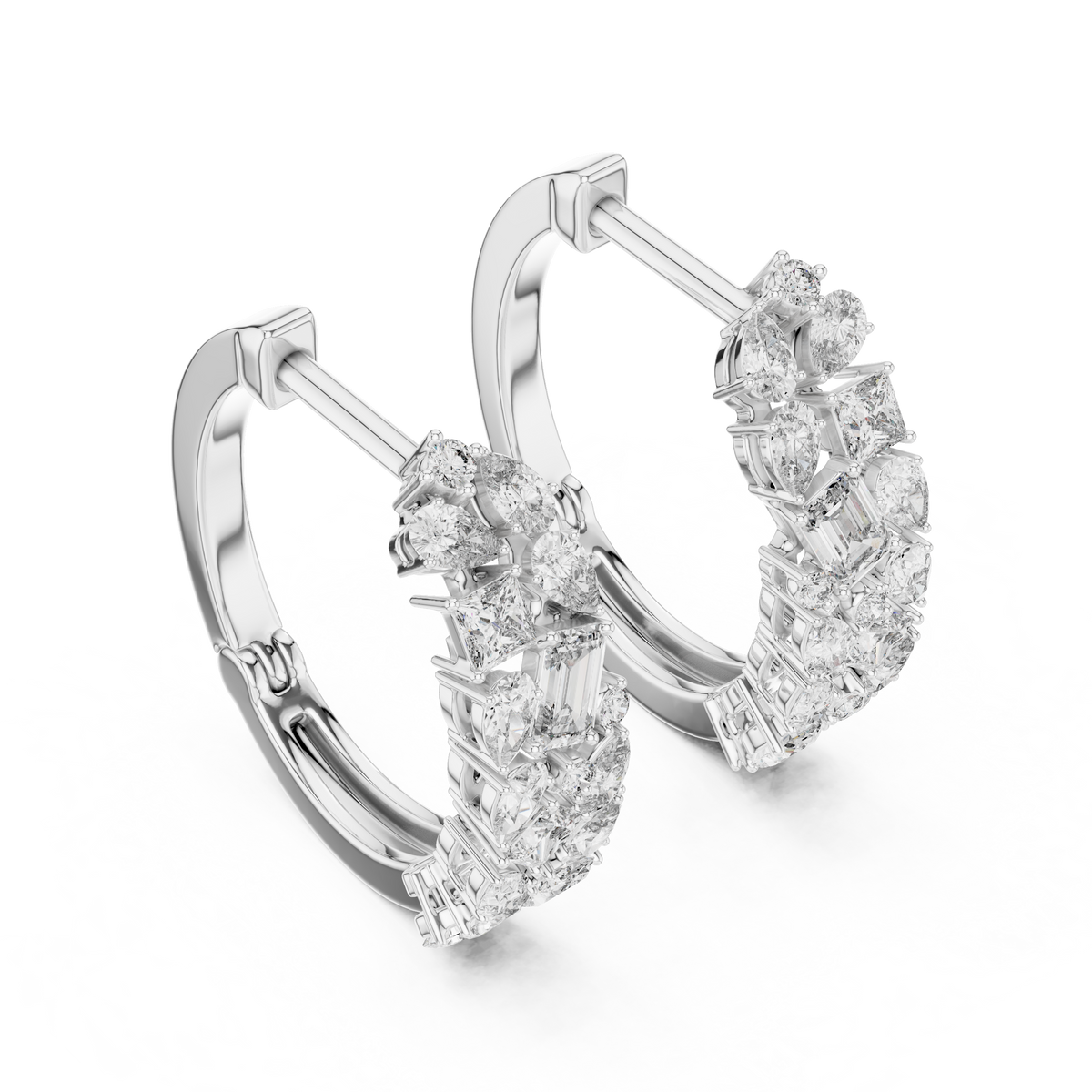 Avelisse Sculpted Floral Lab Grown Diamond Hoop Earrings