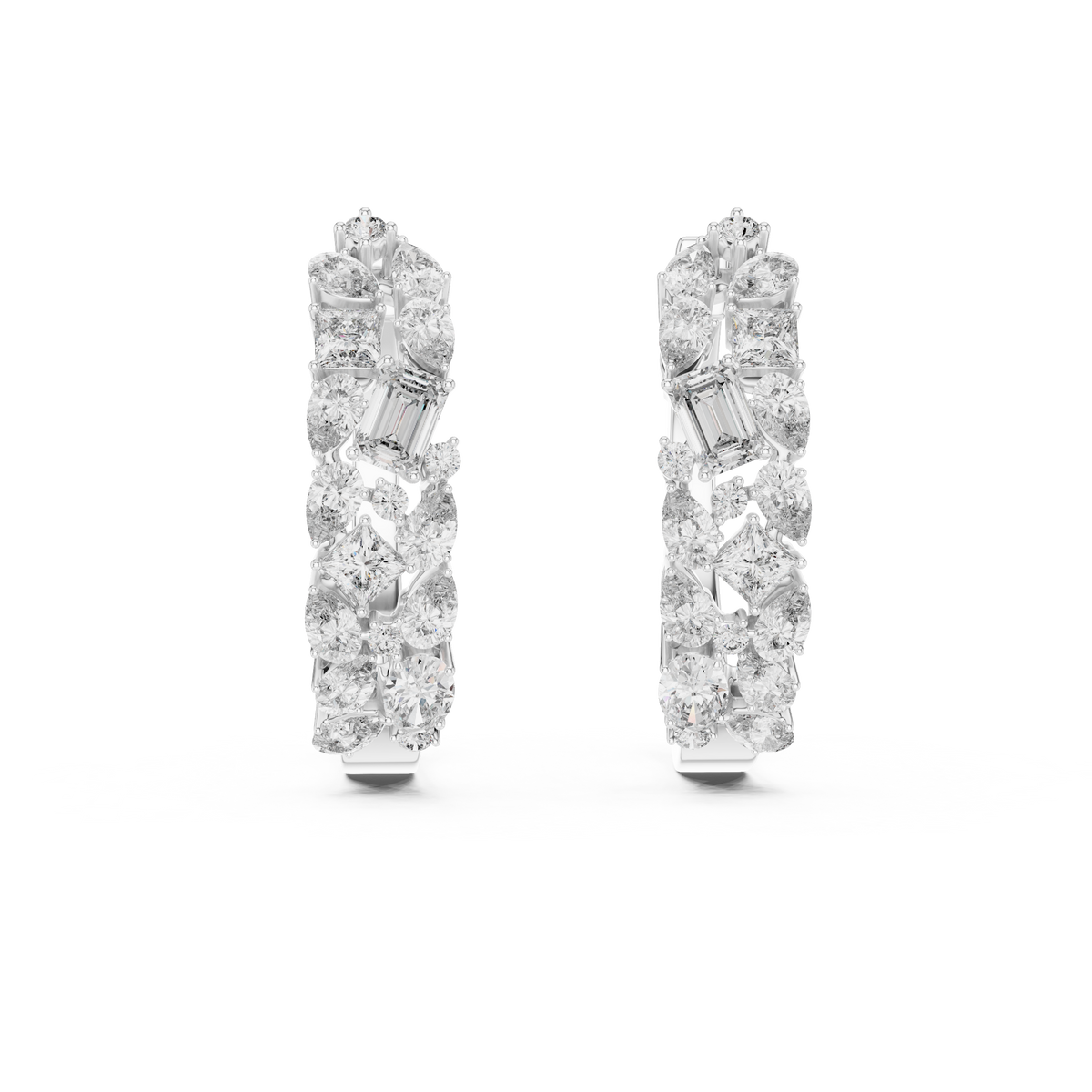 Avelisse Sculpted Floral Lab Grown Diamond Hoop Earrings
