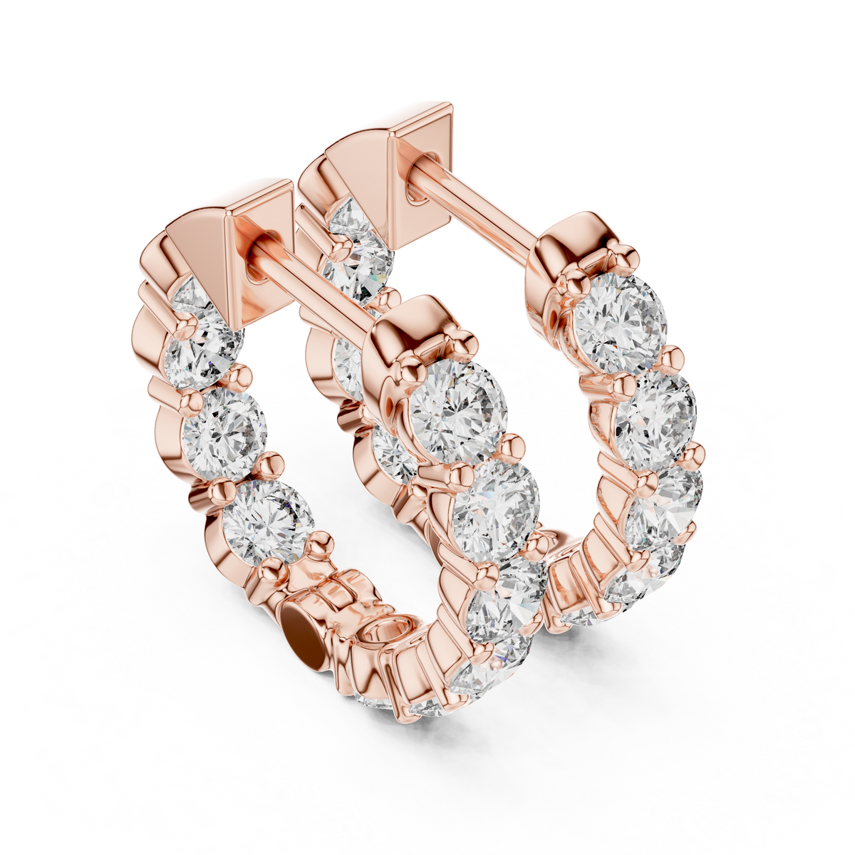 Elvarine Graduated Diamond Hoop Lab Grown Diamond Earrings.