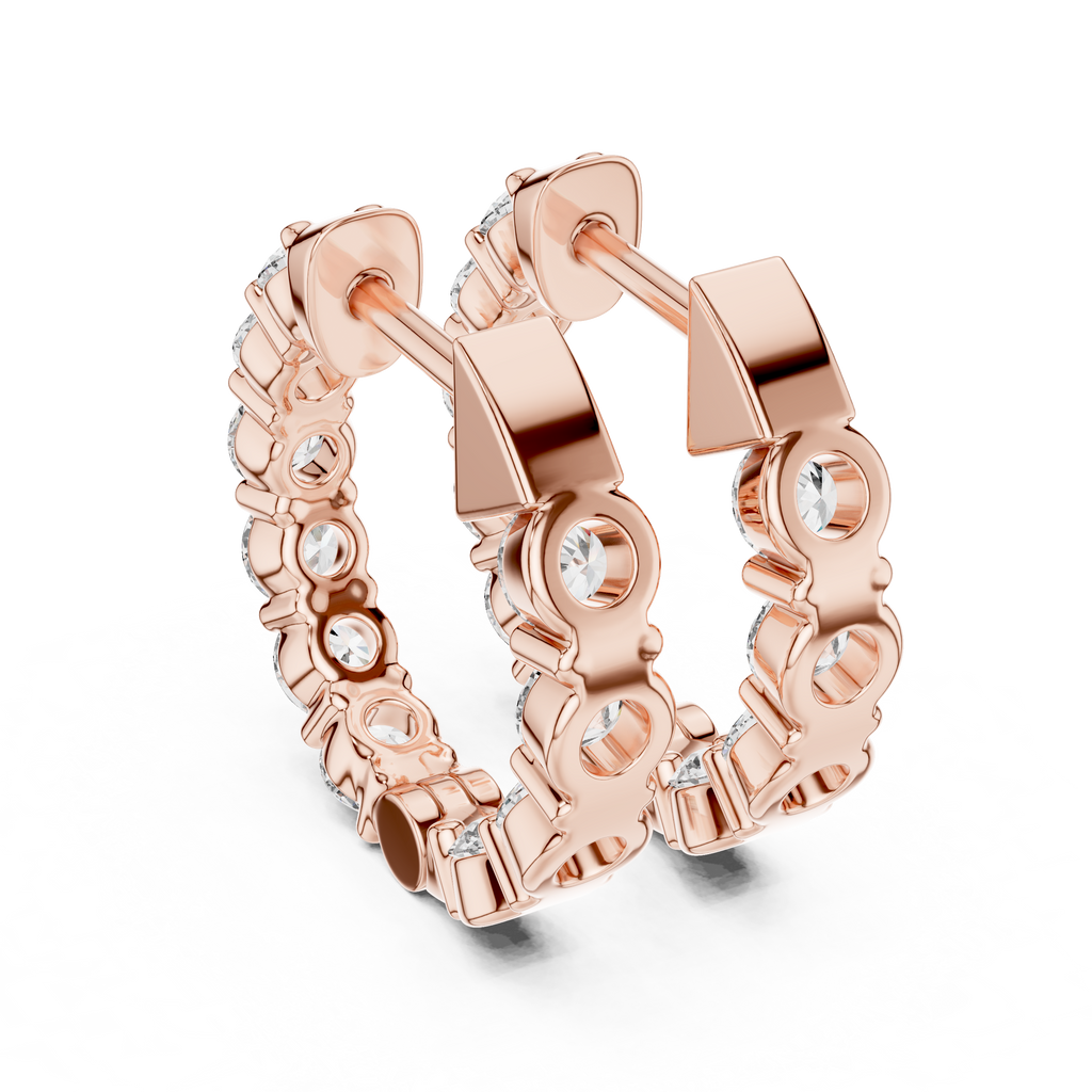 Elvarine Graduated Diamond Hoop Lab Grown Diamond Earrings.