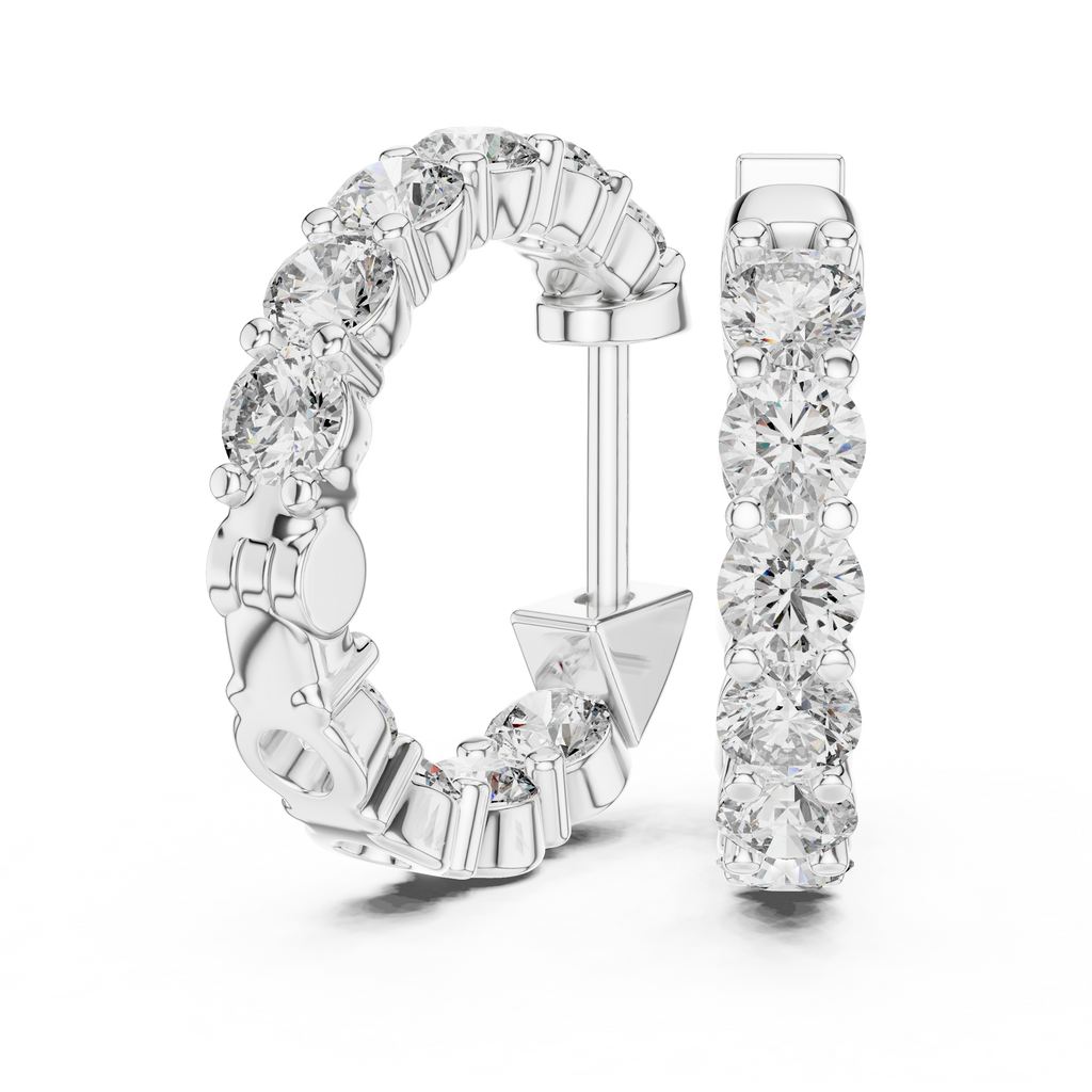 Elvarine Graduated Diamond Hoop Lab Grown Diamond Earrings.