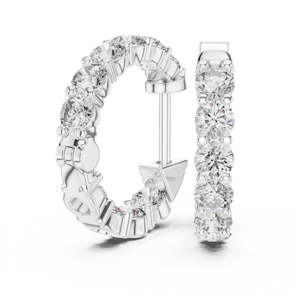 Elvarine Graduated Diamond Hoop Lab Grown Diamond Earrings.