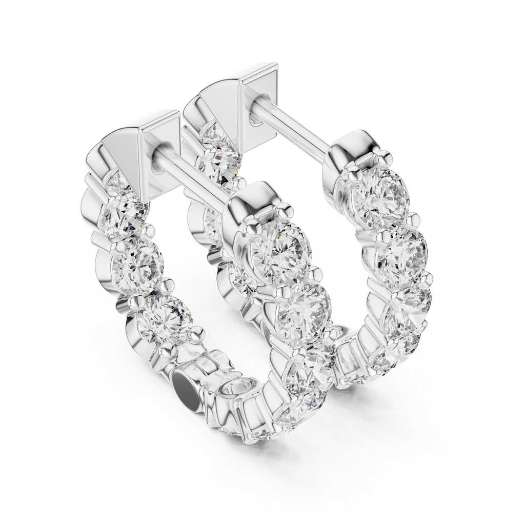 Elvarine Graduated Diamond Hoop Lab Grown Diamond Earrings.