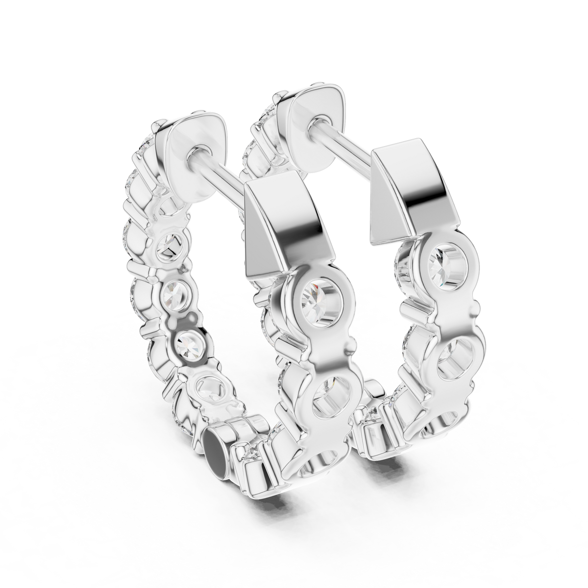 Elvarine Graduated Diamond Hoop Lab Grown Diamond Earrings.