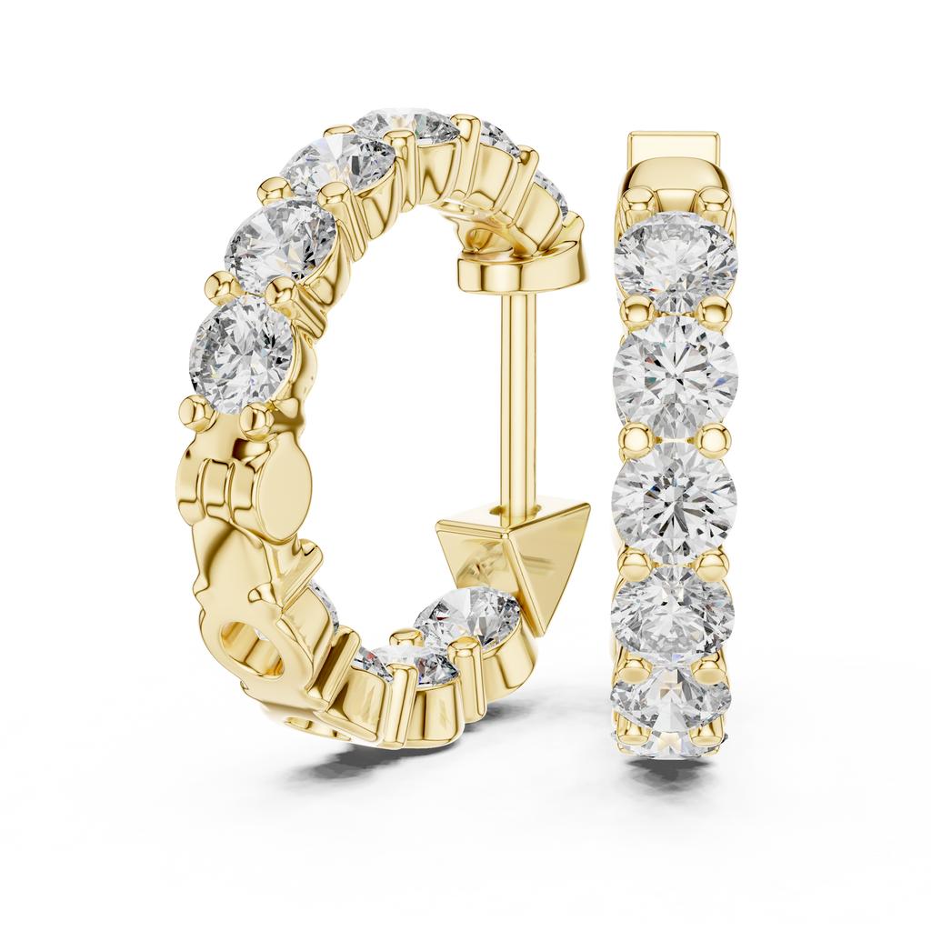 Elvarine Graduated Diamond Hoop Lab Grown Diamond Earrings.