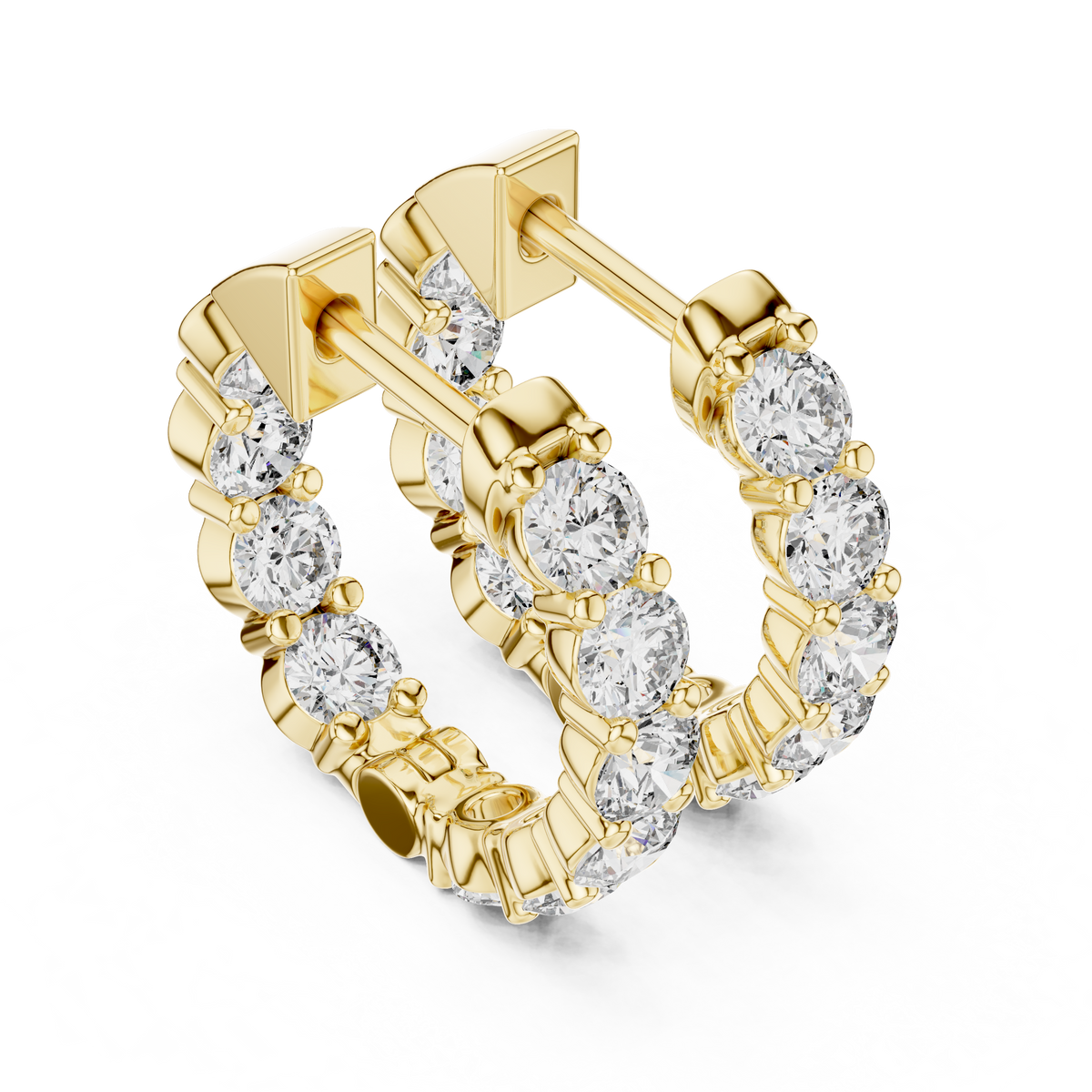 Elvarine Graduated Diamond Hoop Lab Grown Diamond Earrings.