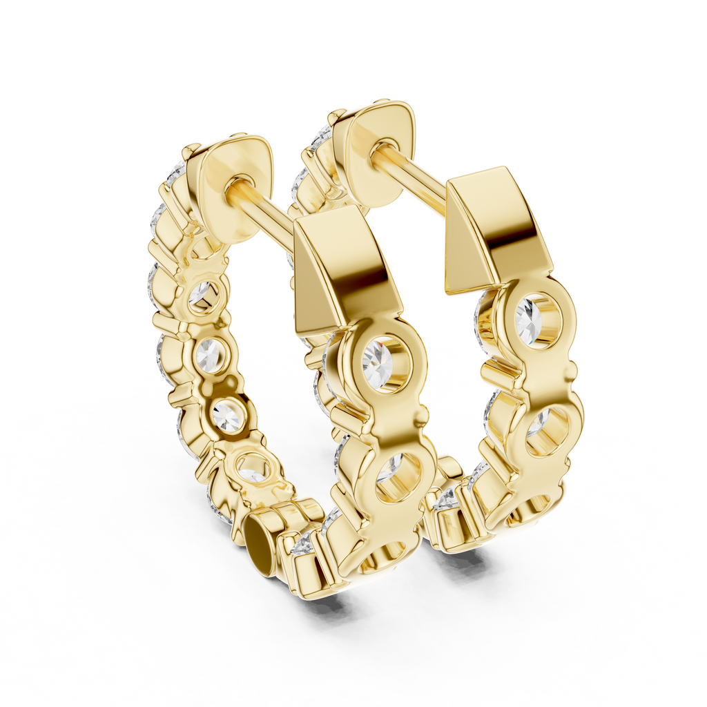 Elvarine Graduated Diamond Hoop Lab Grown Diamond Earrings.