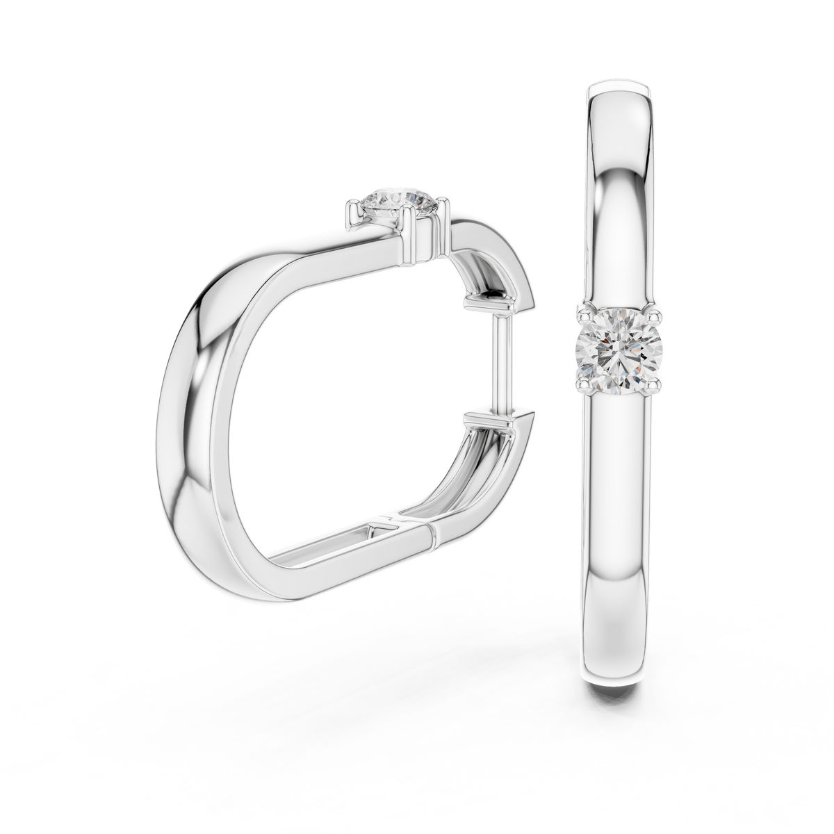 Solviera Round Solitaire Lab Grown Diamond Hoop Earrings