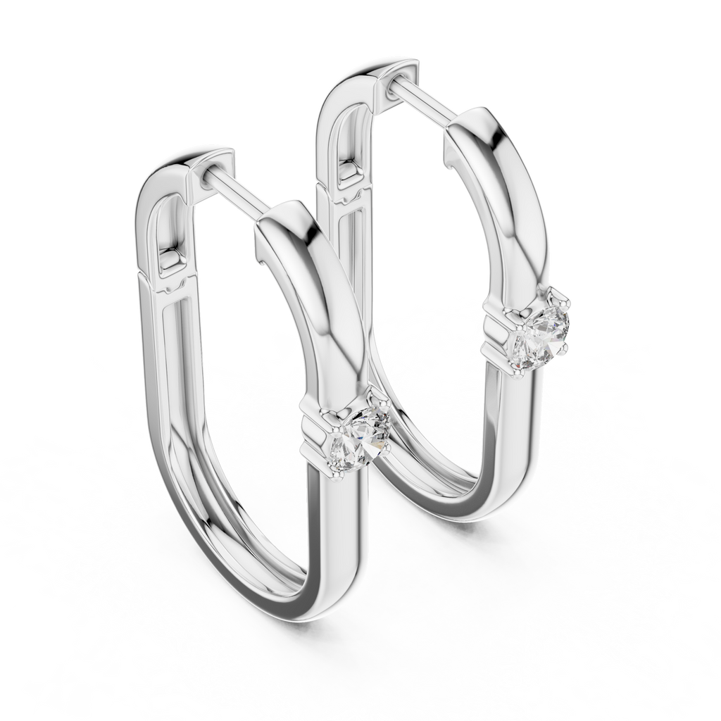 Solviera Round Solitaire Lab Grown Diamond Hoop Earrings