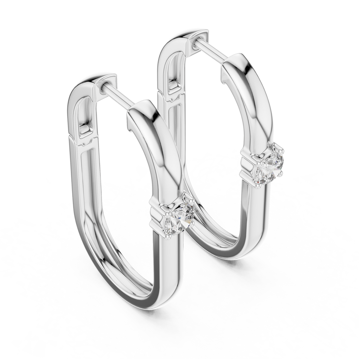 Solviera Round Solitaire Lab Grown Diamond Hoop Earrings