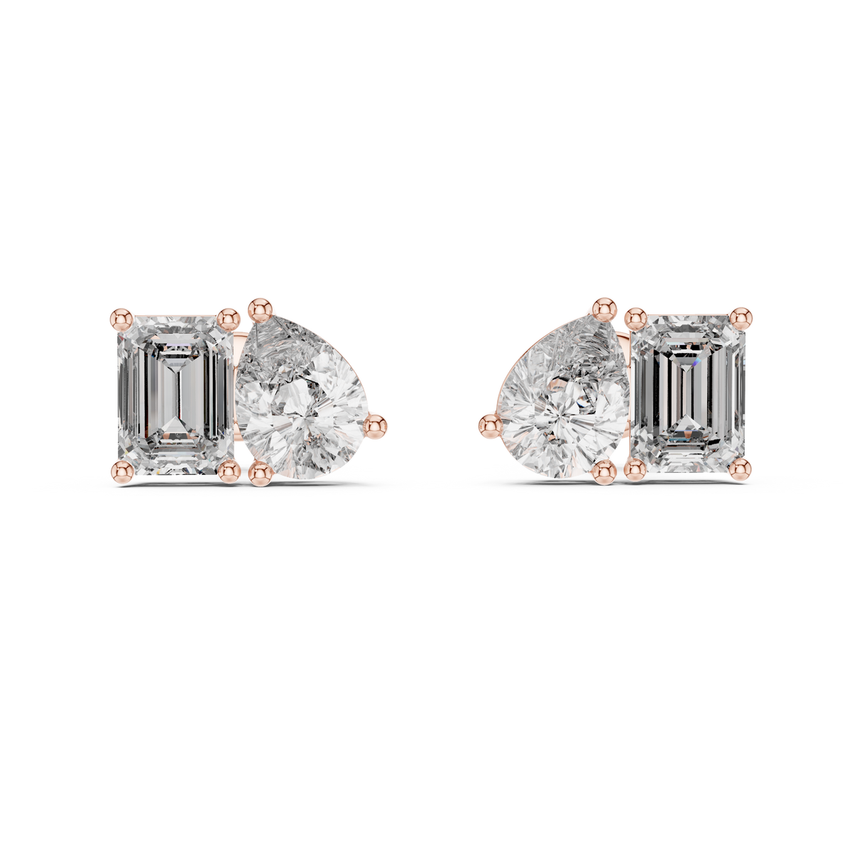 Seravelle Emerald & Pear Lab Grown Diamond Stud Earrings