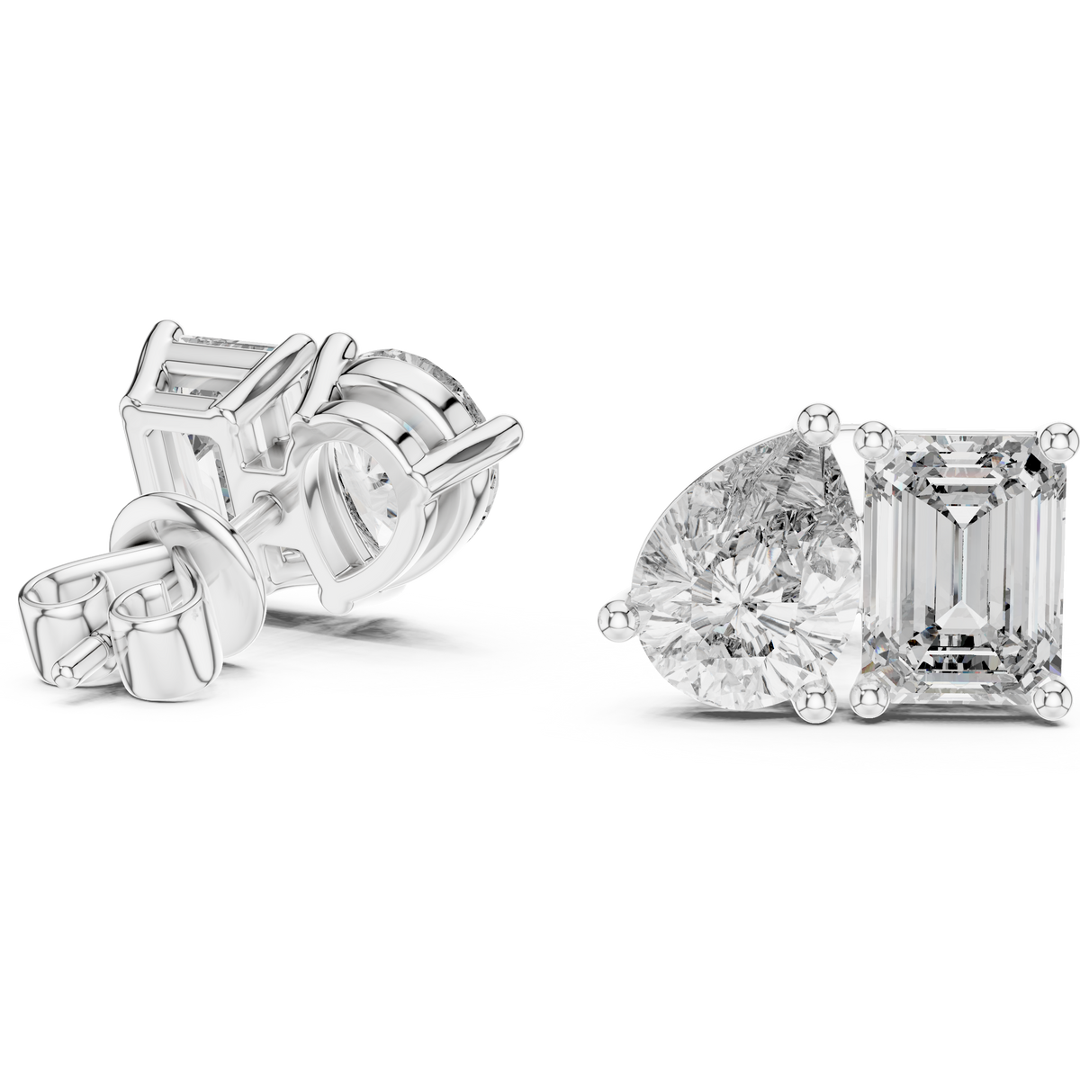 Seravelle Emerald & Pear Lab Grown Diamond Stud Earrings