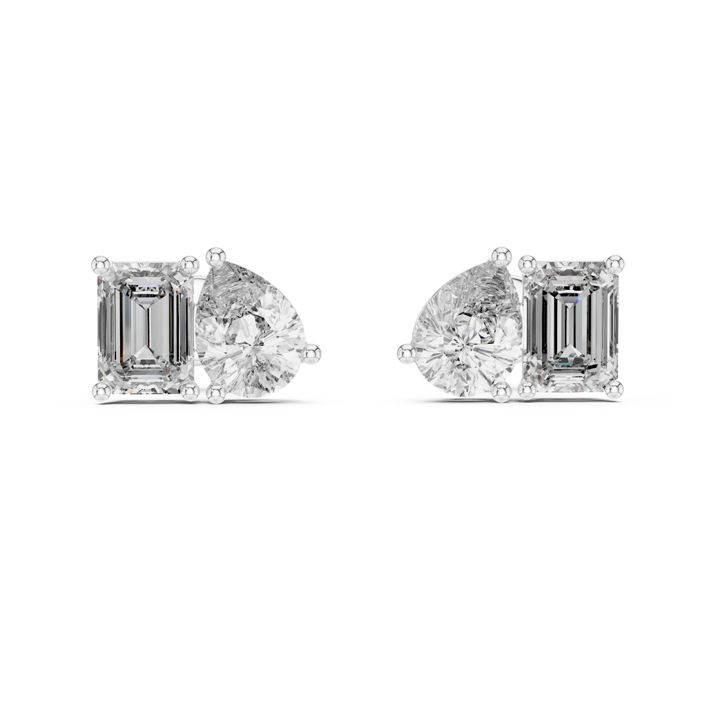 Seravelle Emerald & Pear Lab Grown Diamond Stud Earrings