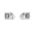 Seravelle Emerald & Pear Lab Grown Diamond Stud Earrings