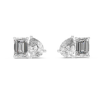 Seravelle Emerald & Pear Lab Grown Diamond Stud Earrings