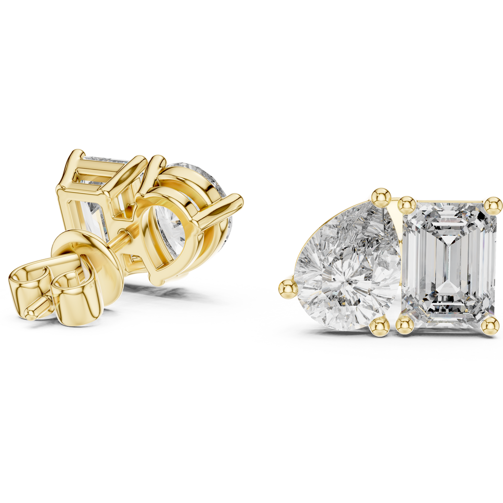 Seravelle Emerald & Pear Lab Grown Diamond Stud Earrings