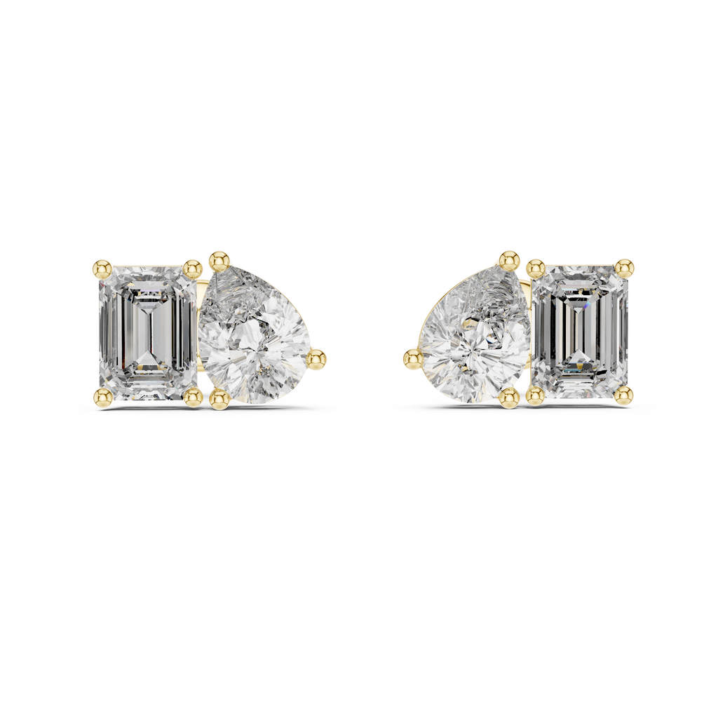 Seravelle Emerald & Pear Lab Grown Diamond Stud Earrings